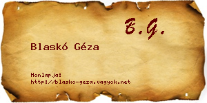 Blaskó Géza névjegykártya